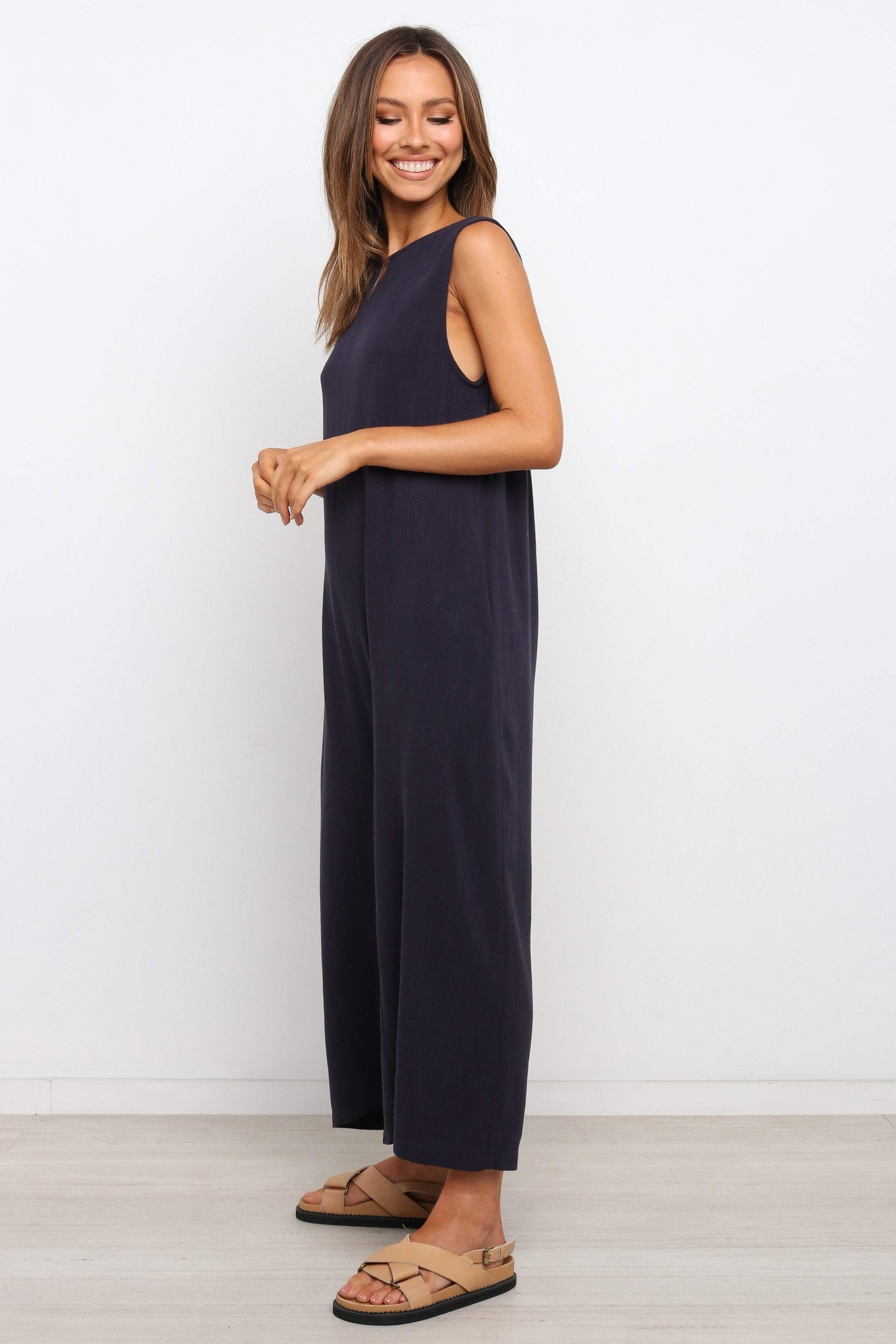 Wide-Leg Low-Back Relaxed Jumpsuit