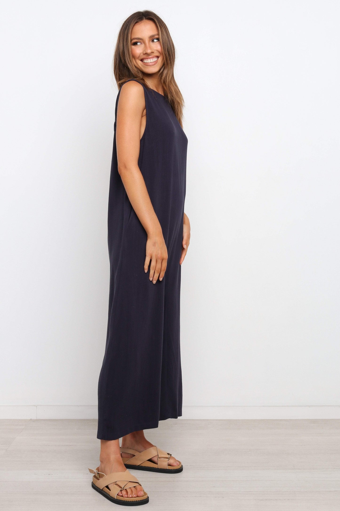 Wide-Leg Low-Back Relaxed Jumpsuit
