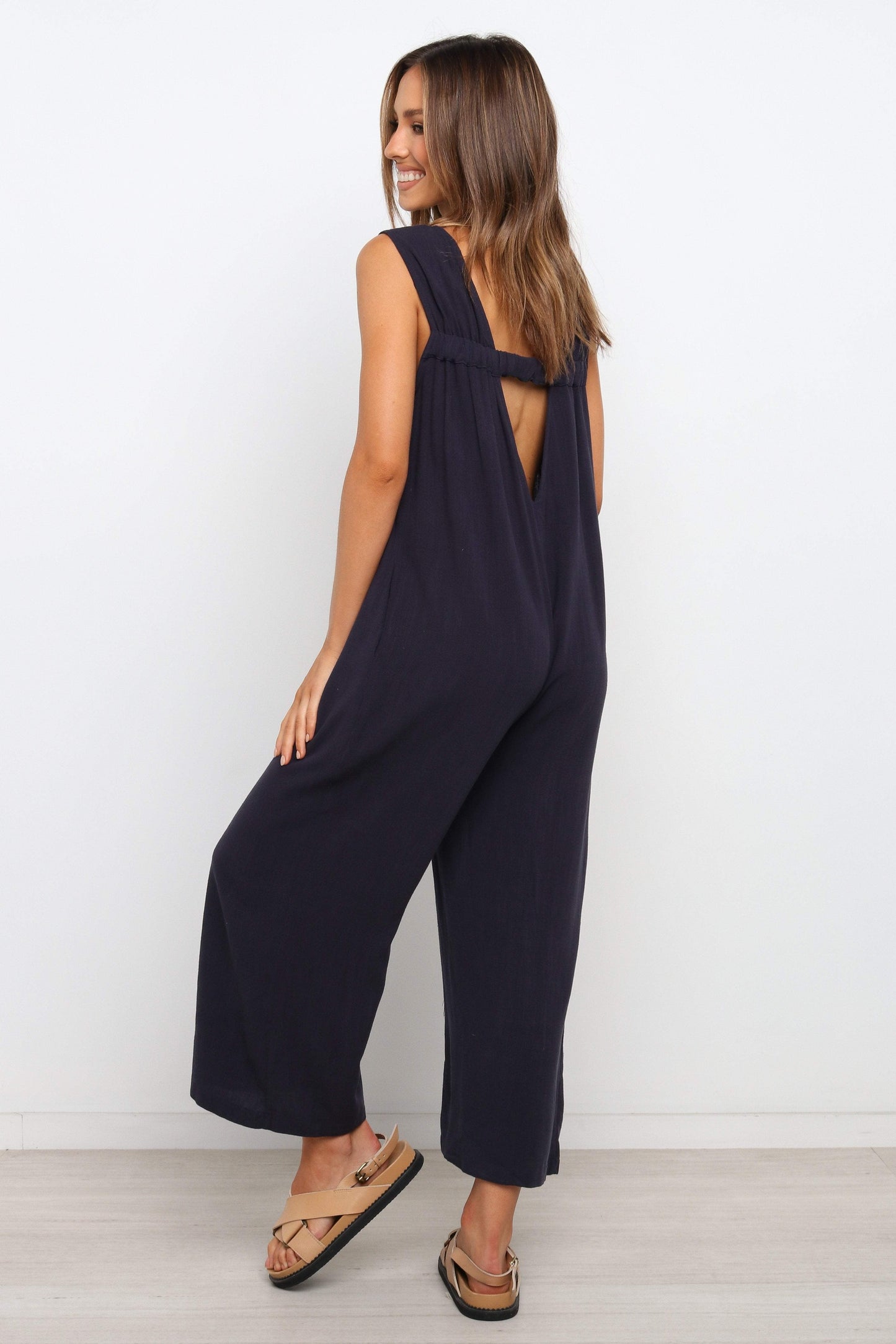 Wide-Leg Low-Back Relaxed Jumpsuit