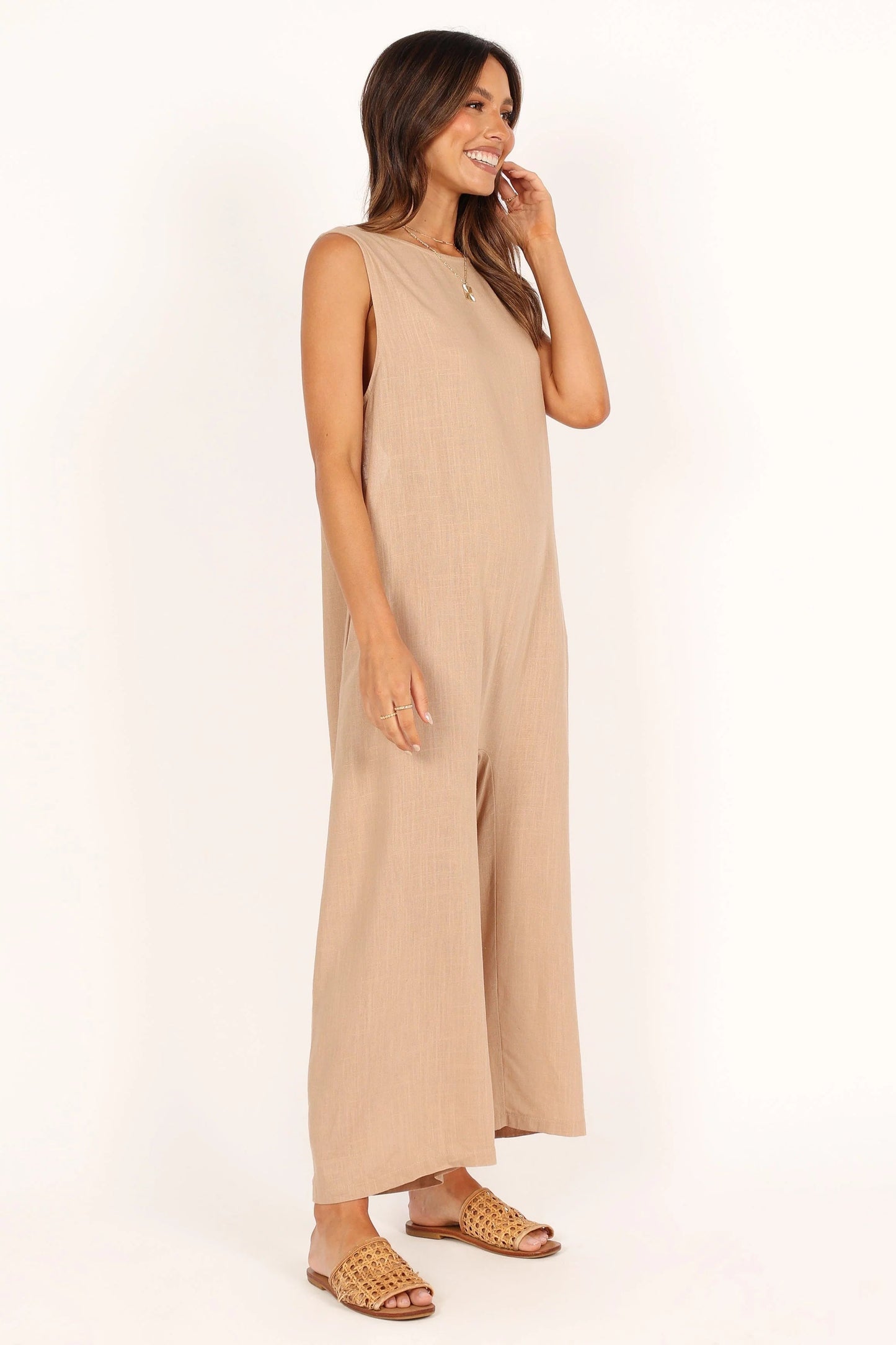 Wide-Leg Low-Back Relaxed Jumpsuit