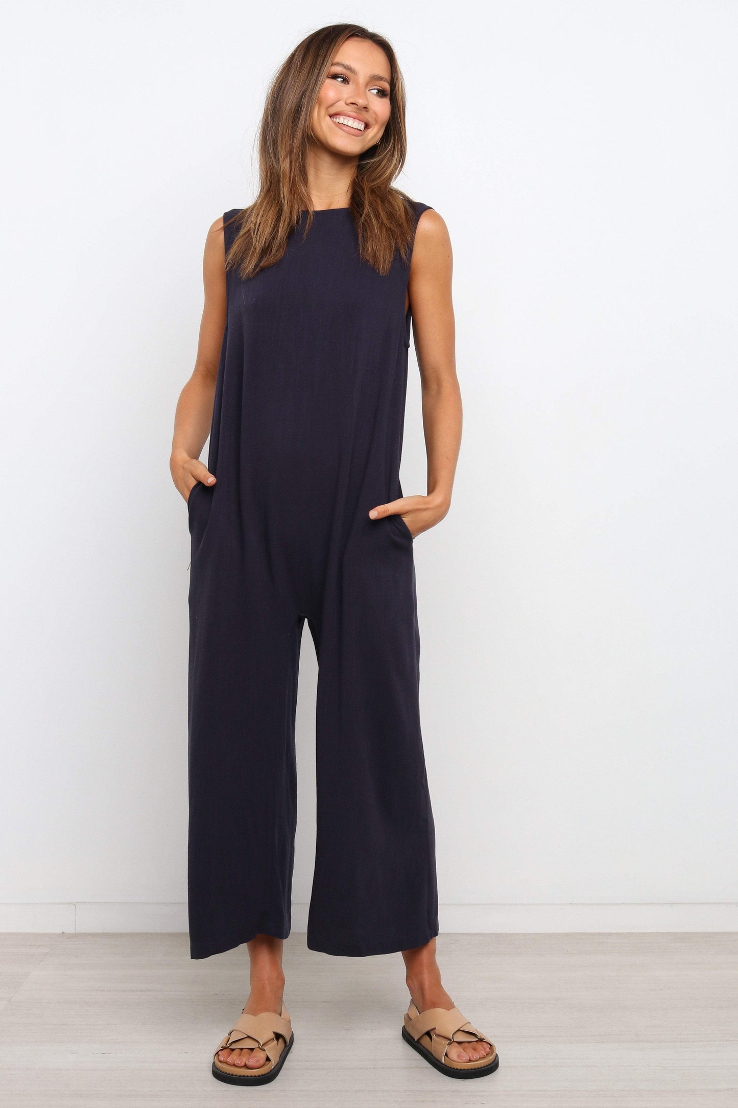 Wide-Leg Low-Back Relaxed Jumpsuit