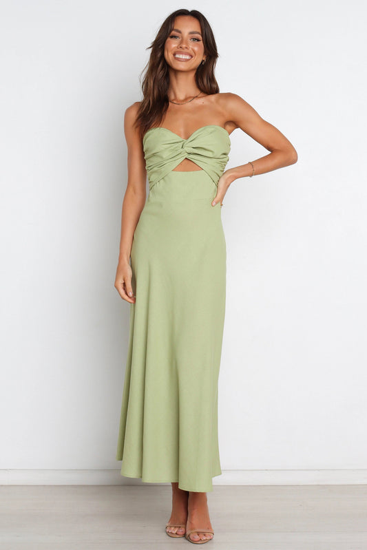 Linen-Textured Twist-Knot Mini Dress