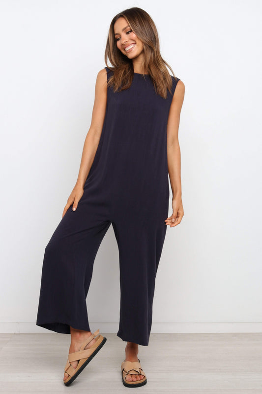 Wide-Leg Low-Back Relaxed Jumpsuit