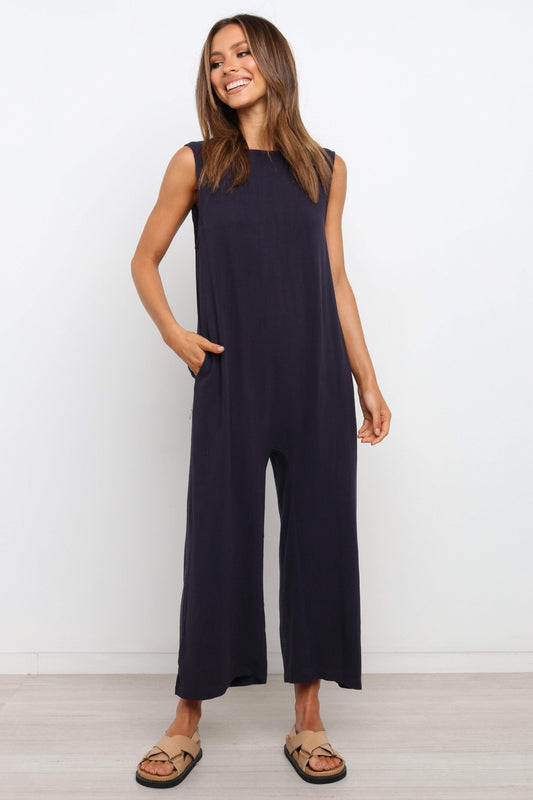 Wide-Leg Low-Back Relaxed Jumpsuit